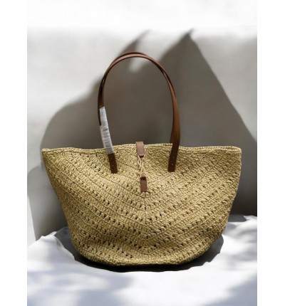 Ysl raffia pannier bag 44cm