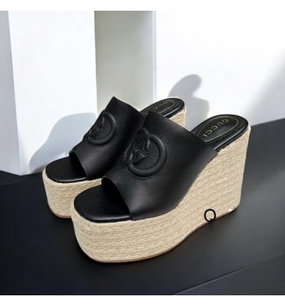 Gucci carmen leather wedge platforms 11cm