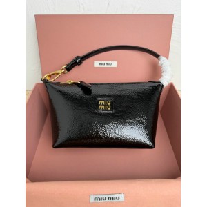 Miu Miu Naplak patent leather pouch 18.5x14x10cm Bags
