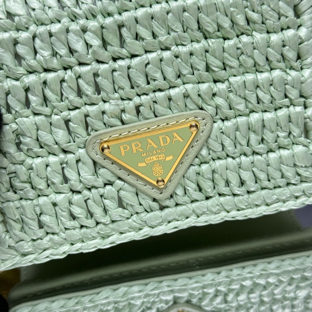 Prada raffia crochet card holder with strap 11.5x8cm Bags