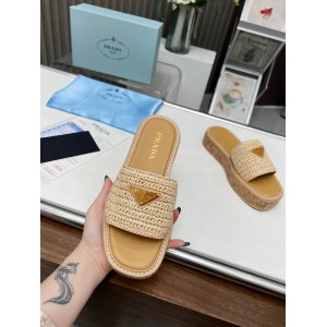 Prada natural crochet sandals platform slides 36-45 Shoes