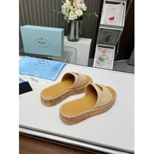 Prada natural crochet sandals platform slides 36-45 Shoes