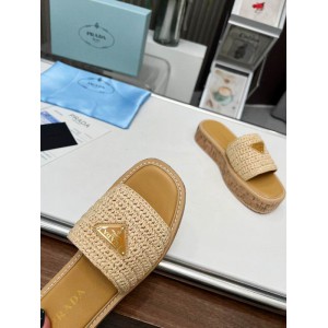 Prada natural crochet sandals platform slides 36-45 Shoes