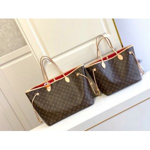 Lv Neverfull GM-MM size monogram red indise Bags