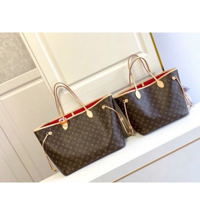 Lv Neverfull GM-MM size monogram red indise