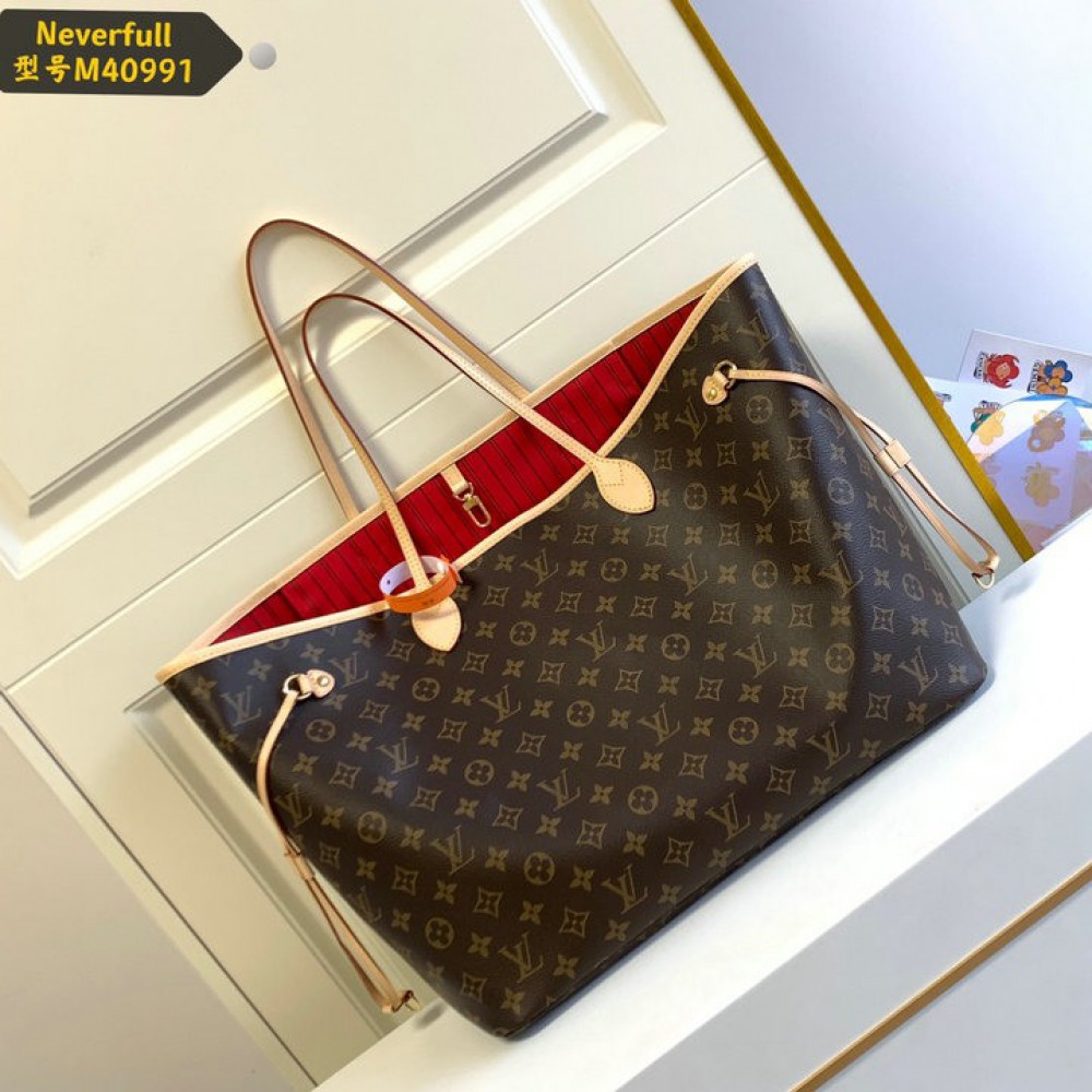 Lv Neverfull GM-MM size monogram red indise Bags