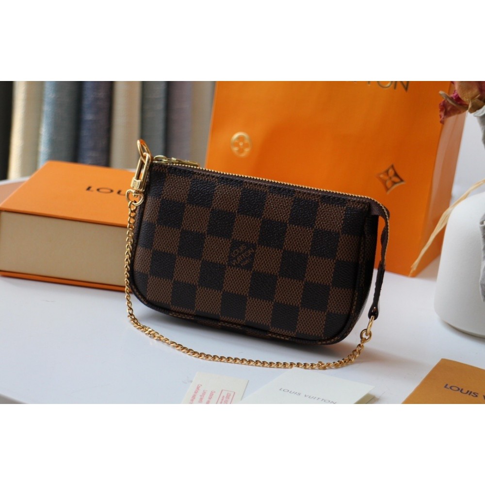 Lv Mini Pochette Accessories 15.5x10.5x4cm damier ebene Bags