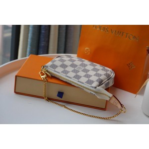 Lv Mini Pochette Accessories 15.5x10.5x4cm damier azur Bags