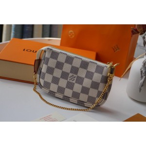 Lv Mini Pochette Accessories 15.5x10.5x4cm damier azur Bags