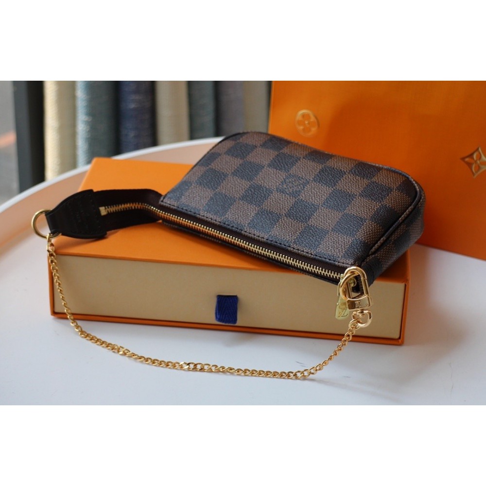 Lv Mini Pochette Accessories 15.5x10.5x4cm damier ebene Bags