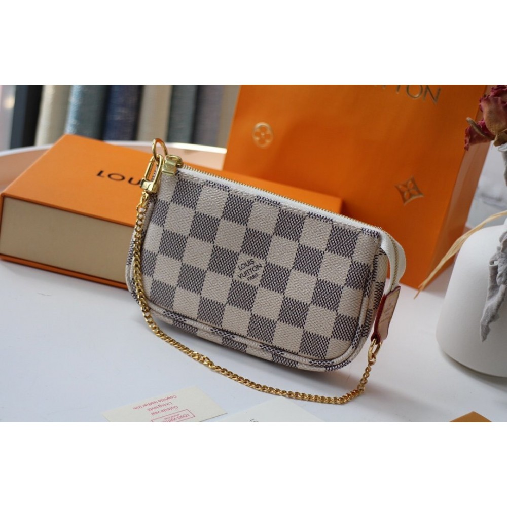 Lv Mini Pochette Accessories 15.5x10.5x4cm damier azur Bags