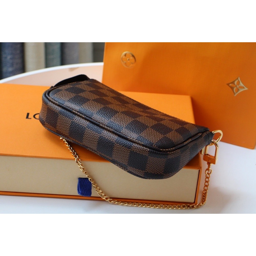 Lv Mini Pochette Accessories 15.5x10.5x4cm damier ebene Bags