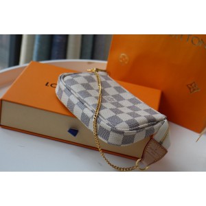 Lv Mini Pochette Accessories 15.5x10.5x4cm damier azur Bags