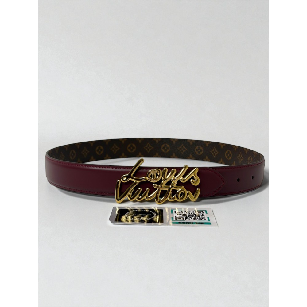 Lv Script 3cm belt reversible rosso - canvas  Accesories