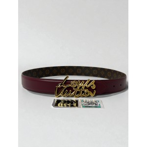 Lv Script 3cm belt reversible rosso - canvas  Accesories