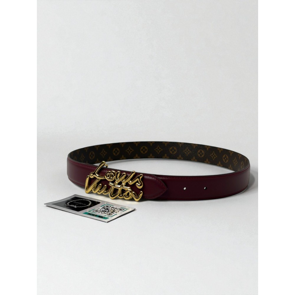 Lv Script 3cm belt reversible rosso - canvas  Accesories