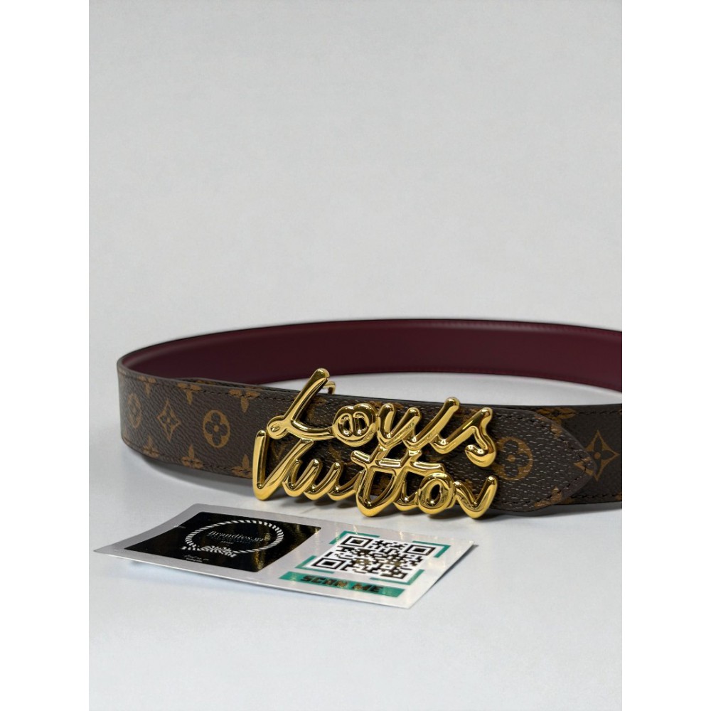 Lv Script 3cm belt reversible rosso - canvas  Accesories