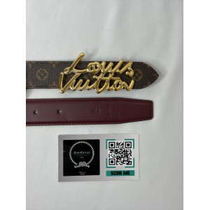 Lv Script 3cm belt reversible rosso - canvas  Accesories