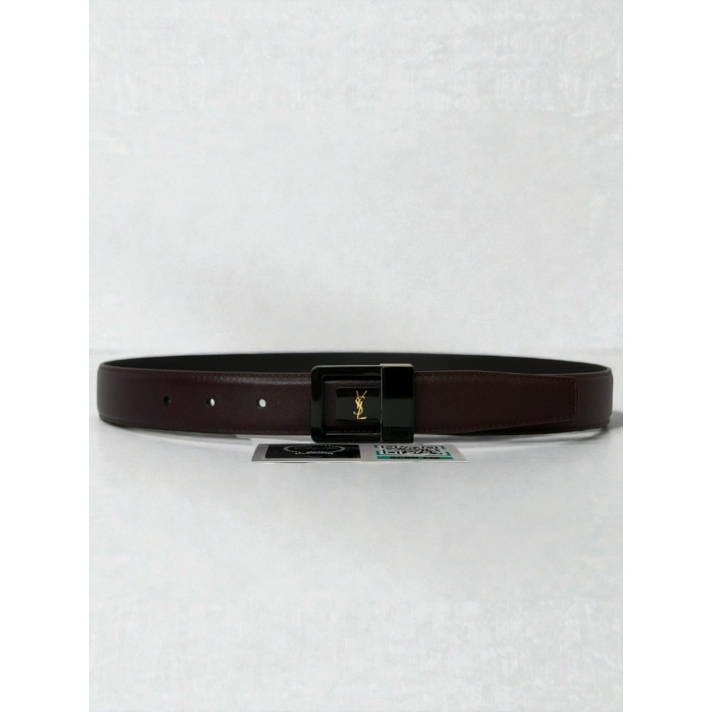 Ysl belt LA 66 buckle 3cm leather 100% burgundy Accesories