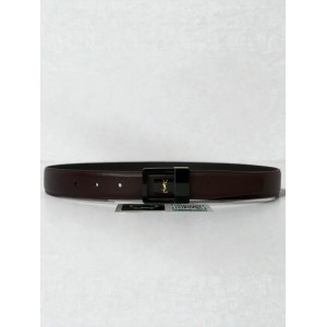 Ysl belt LA 66 buckle 3cm leather 100% burgundy Accesories