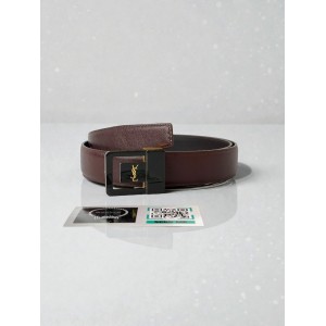 Ysl belt LA 66 buckle 3cm leather 100% burgundy Accesories