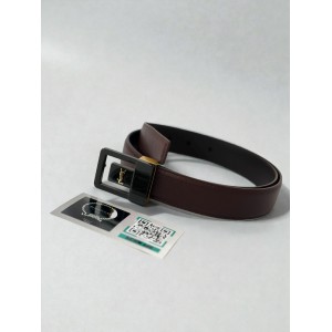 Ysl belt LA 66 buckle 3cm leather 100% burgundy Accesories