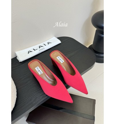 Alaia Cube 75 satin wedge mules 35-42
