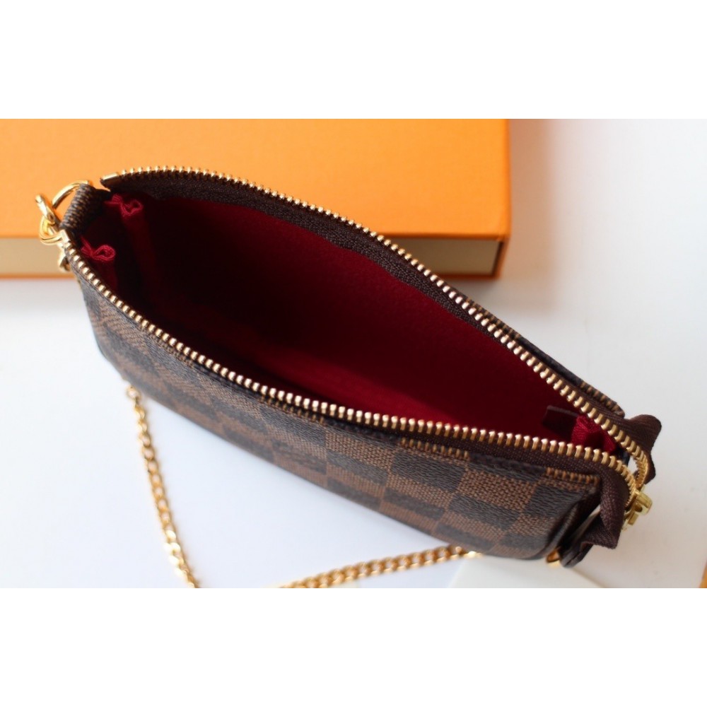 Lv Mini Pochette Accessories 15.5x10.5x4cm damier ebene Bags