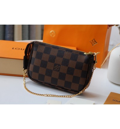 Lv Mini Pochette Accessories 15.5x10.5x4cm damier ebene